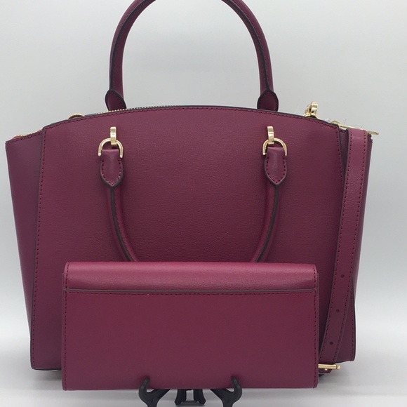 MICHAEL KORS ELLIS LG SATCHEL & LG WALLET MAGENTA - Picture 4 of 8